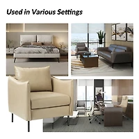 Georges Beige Faux Leather Accent Chair