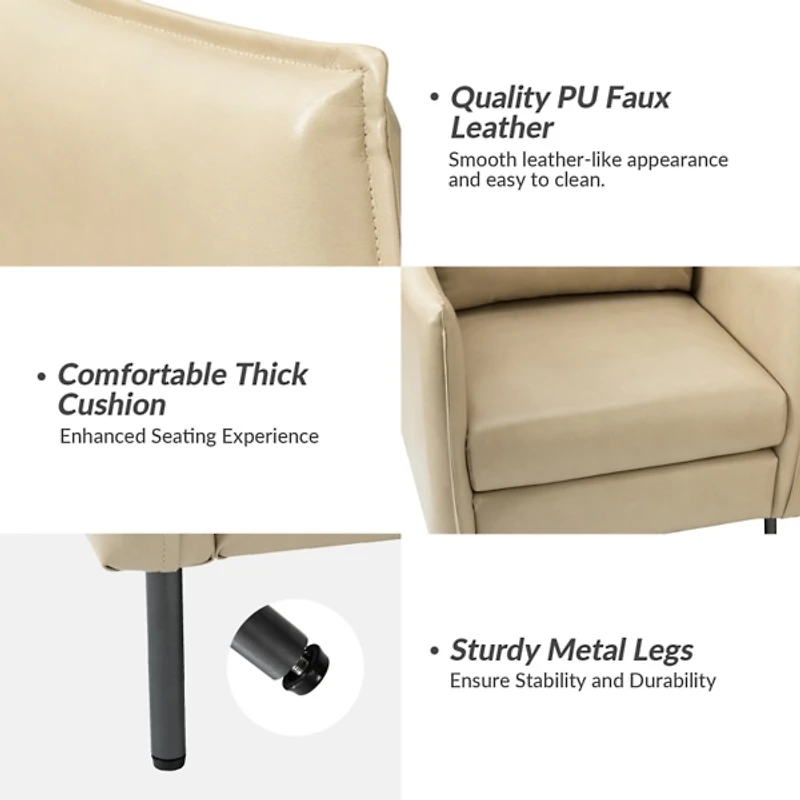 Georges Beige Faux Leather Accent Chair