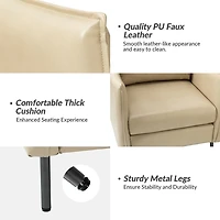 Georges Beige Faux Leather Accent Chair