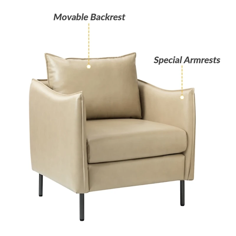 Georges Beige Faux Leather Accent Chair