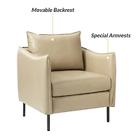 Georges Beige Faux Leather Accent Chair