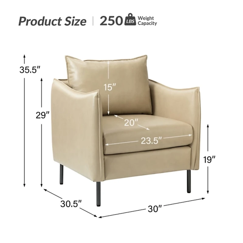Georges Beige Faux Leather Accent Chair