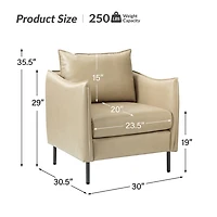 Georges Beige Faux Leather Accent Chair