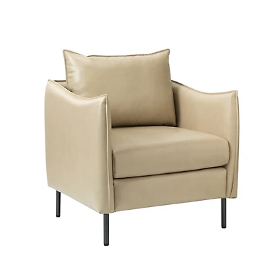 Georges Beige Faux Leather Accent Chair