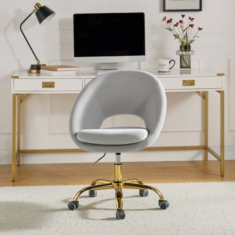 Savas Gray Velvet Office Chair