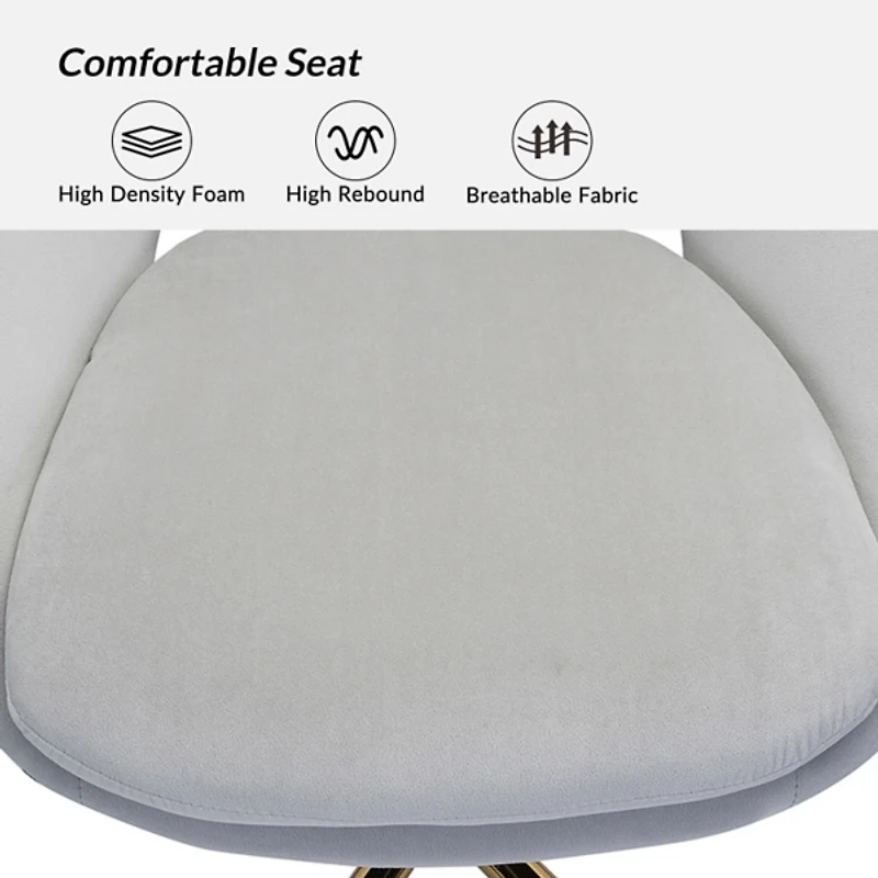 Savas Gray Velvet Office Chair