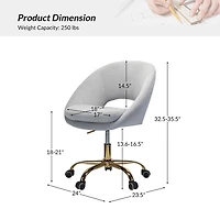 Savas Gray Velvet Office Chair