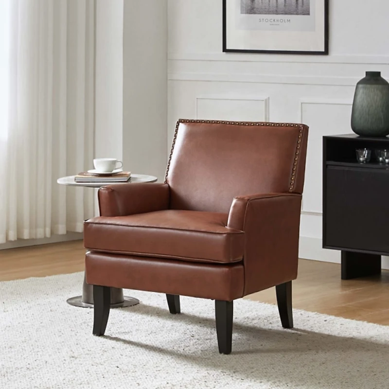 Celadon Faux Leather Accent Chair