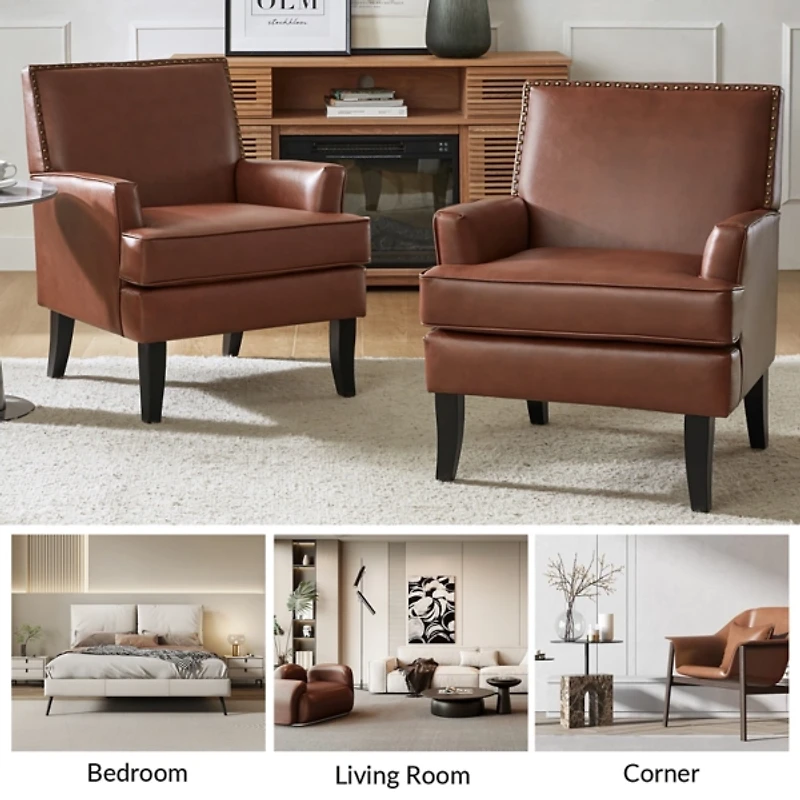 Celadon Faux Leather Accent Chair