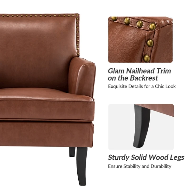 Celadon Faux Leather Accent Chair