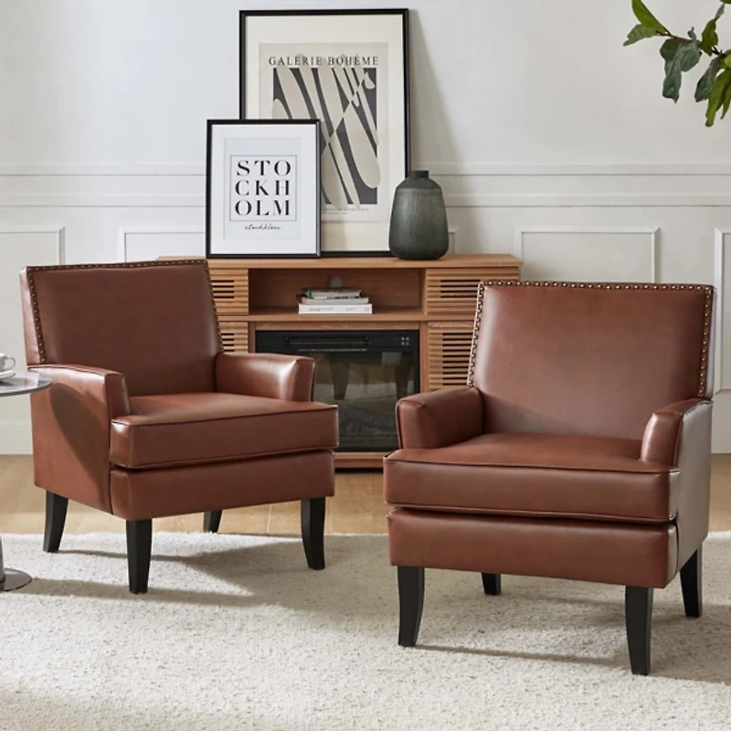 Celadon Faux Leather Accent Chair