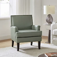 Celadon Sage Faux Leather Accent Chair