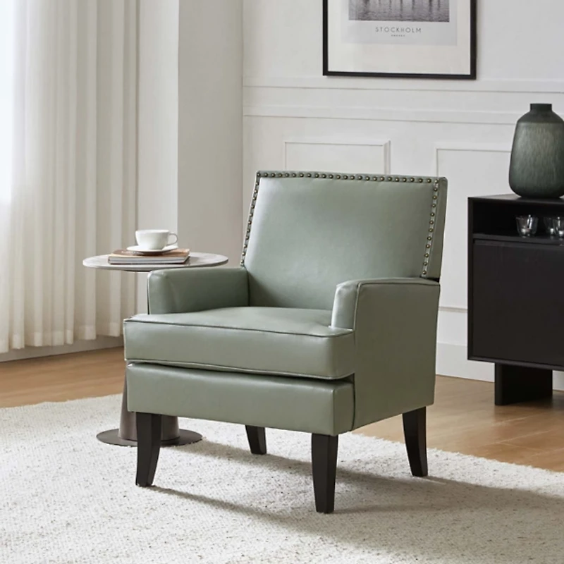 Celadon Sage Faux Leather Accent Chair