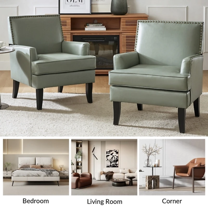 Celadon Sage Faux Leather Accent Chair