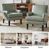 Celadon Sage Faux Leather Accent Chair