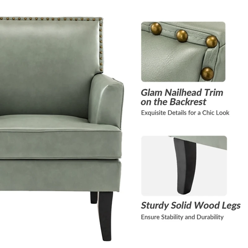 Celadon Sage Faux Leather Accent Chair