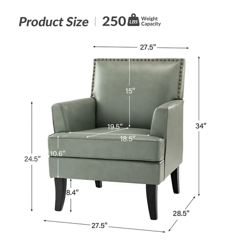 Celadon Sage Faux Leather Accent Chair