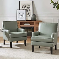 Celadon Sage Faux Leather Accent Chair