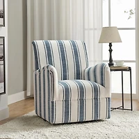 Alice Navy Blue Striped Swivel Chair