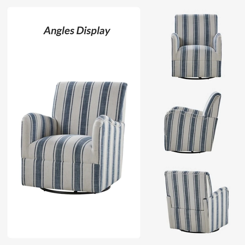 Alice Navy Blue Striped Swivel Chair