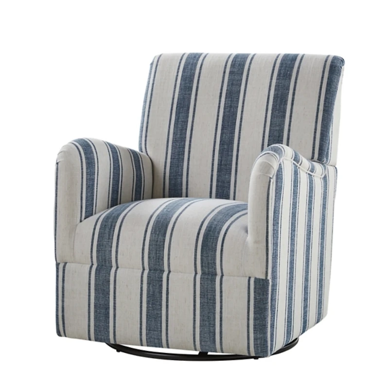Alice Navy Blue Striped Swivel Chair