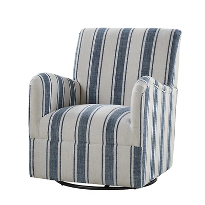 Alice Navy Blue Striped Swivel Chair