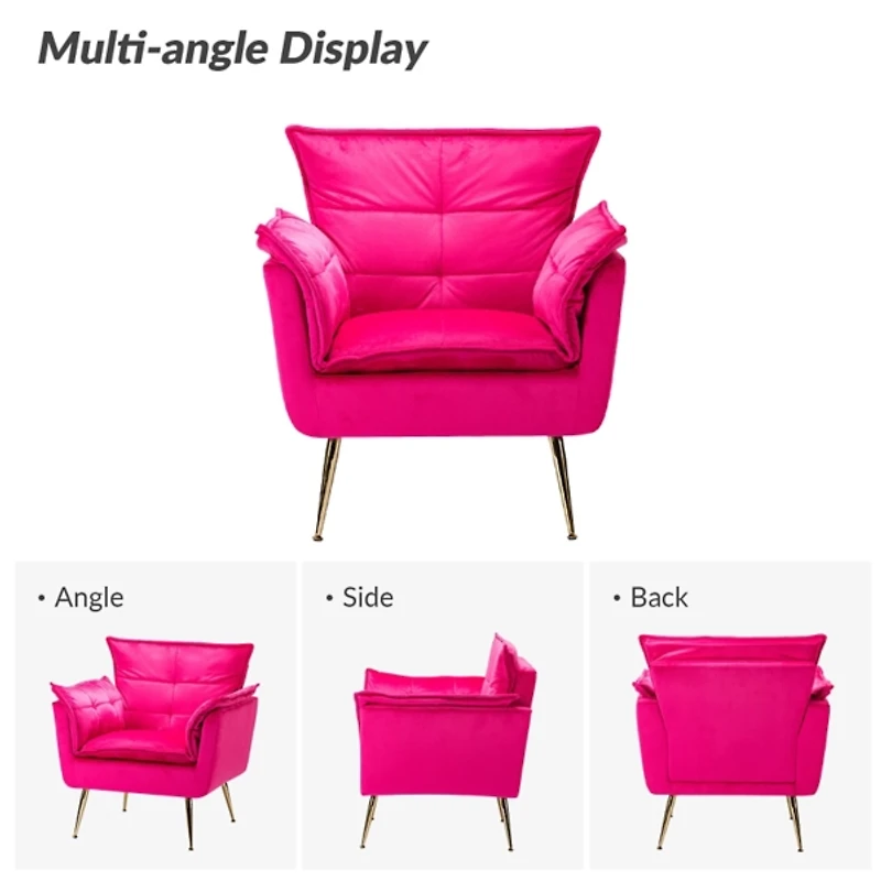 Ilia Fuchsia Velvet Accent Chair