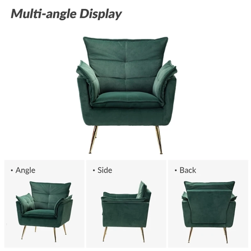 Ilia Green Velvet Accent Chair