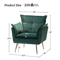 Ilia Green Velvet Accent Chair