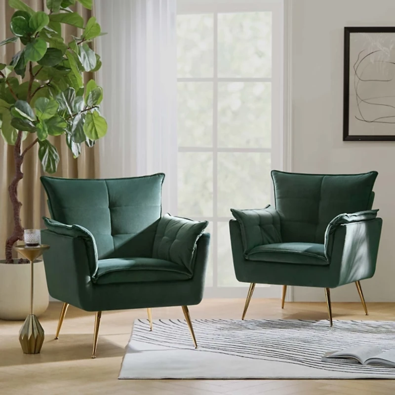 Ilia Green Velvet Accent Chair