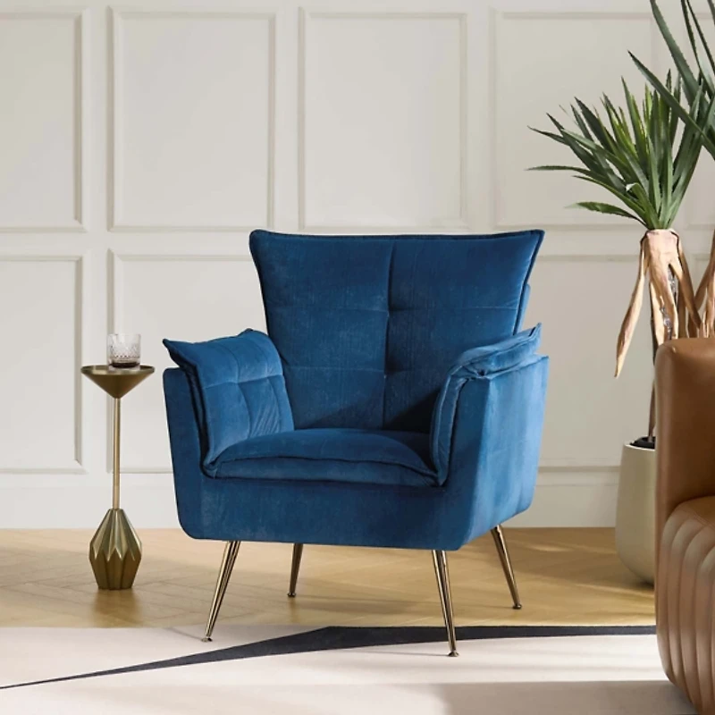 Ilia Navy Velvet Accent Chair