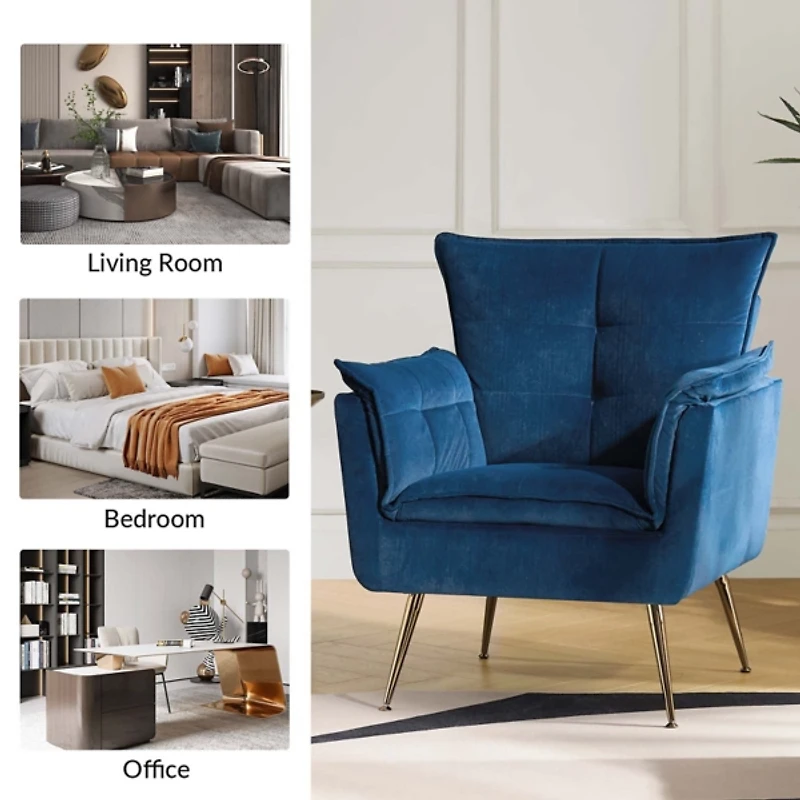 Ilia Navy Velvet Accent Chair