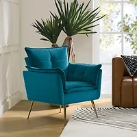 Ilia Teal Velvet Accent Chair