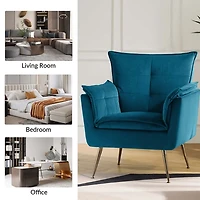 Ilia Teal Velvet Accent Chair