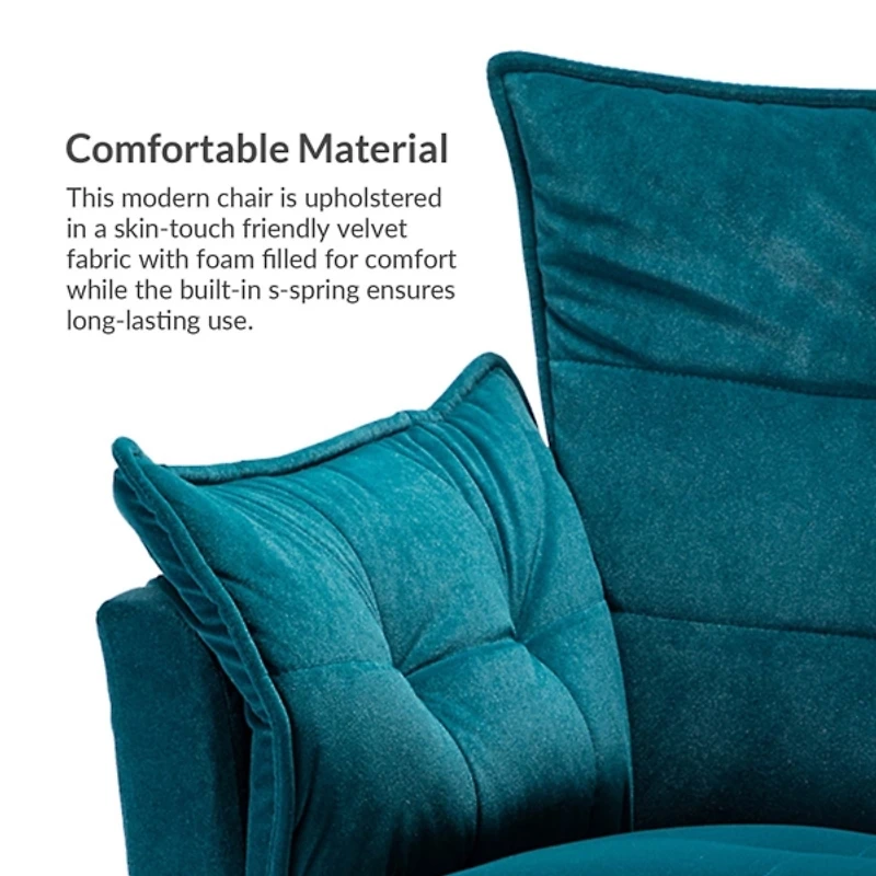 Ilia Teal Velvet Accent Chair