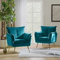Ilia Teal Velvet Accent Chair