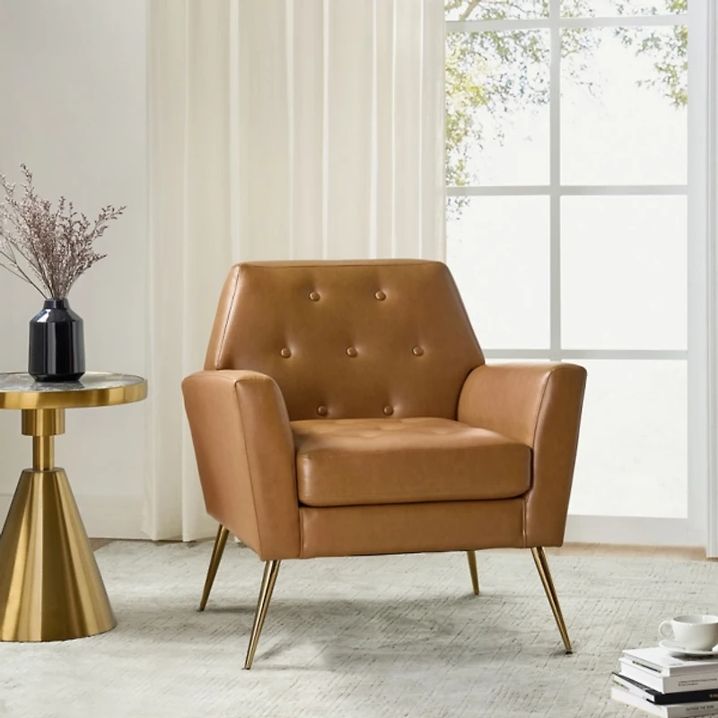 Maris Camel Faux Leather Accent Chair