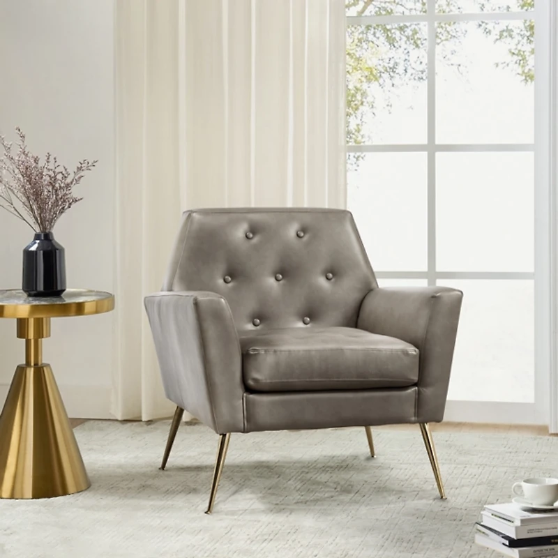 Maris Gray Faux Leather Accent Chair