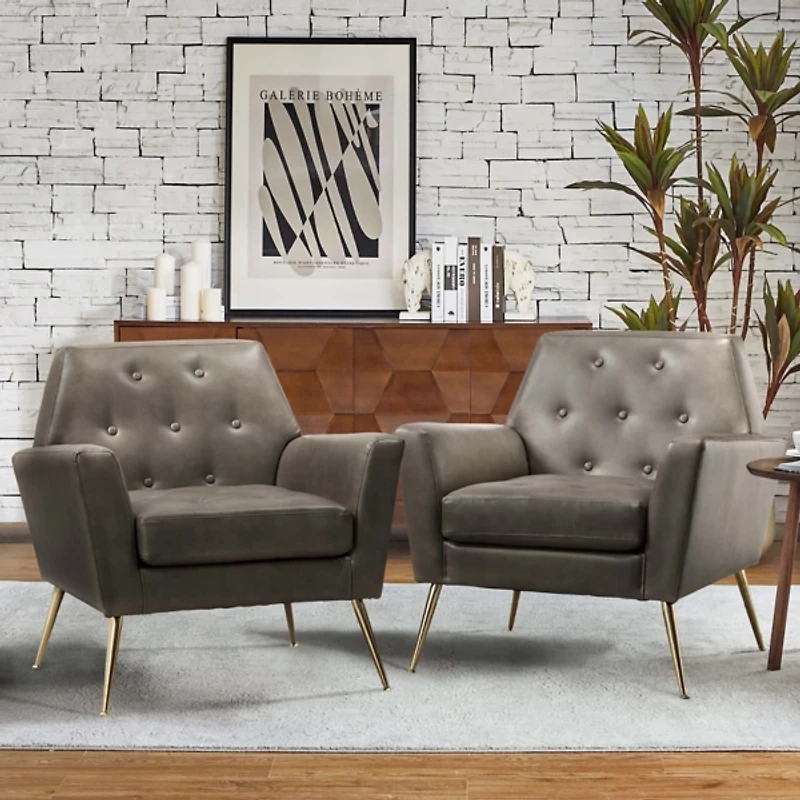 Maris Gray Faux Leather Accent Chair
