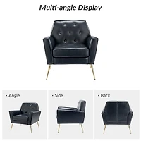 Maris Navy Faux Leather Accent Chair
