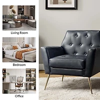 Maris Navy Faux Leather Accent Chair