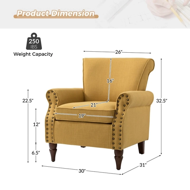 Cythnus Mustard Yellow Accent Chair