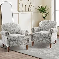 Erica Beige Damask Accent Chair