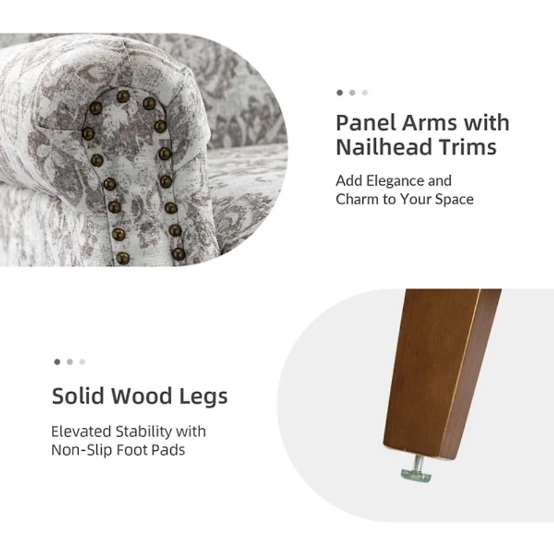 Erica Beige Damask Accent Chair