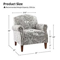 Erica Beige Damask Accent Chair