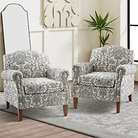 Erica Blue Damask Accent Chair
