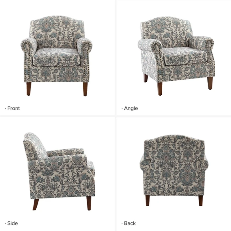 Erica Blue Damask Accent Chair