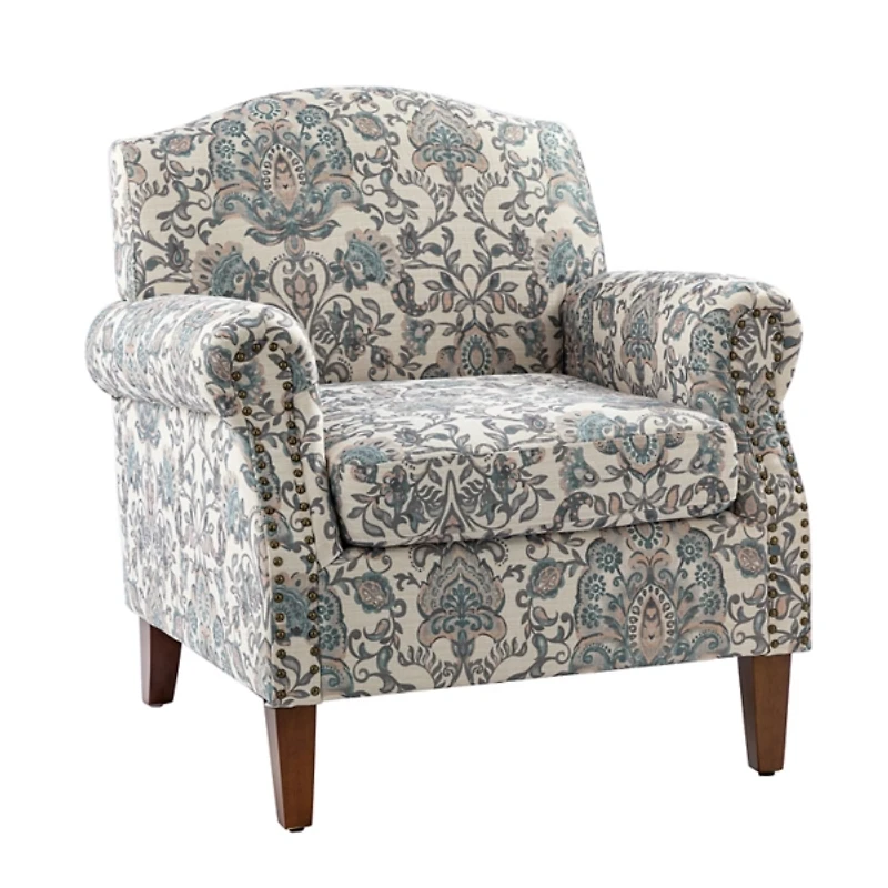 Erica Blue Damask Accent Chair