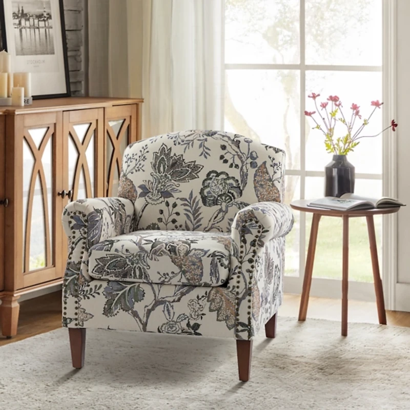Erica Gray Floral Accent Chair