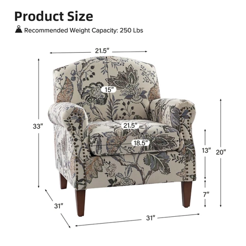 Erica Gray Floral Accent Chair